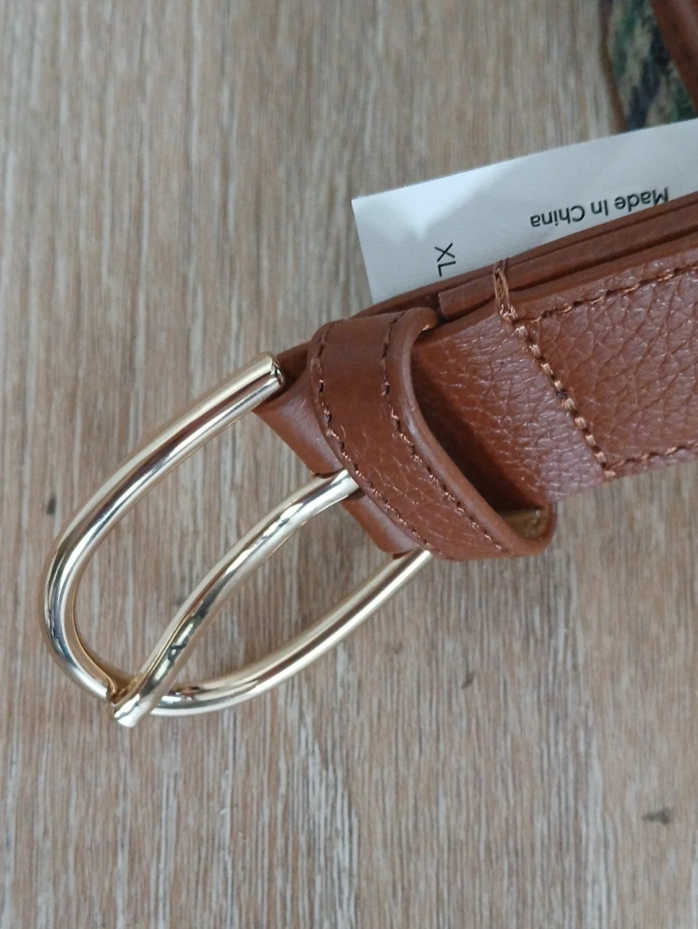 Talbots Belt Hybrid Fabric And Leather Hounds tooth Plaid Gold Tone Hardware XL